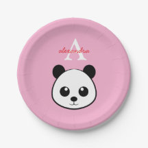 Pratos de Papel de Urso Panda Fofo – Personalizado