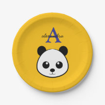 Pratos de Papel de Urso Panda Fofo – Personalizado