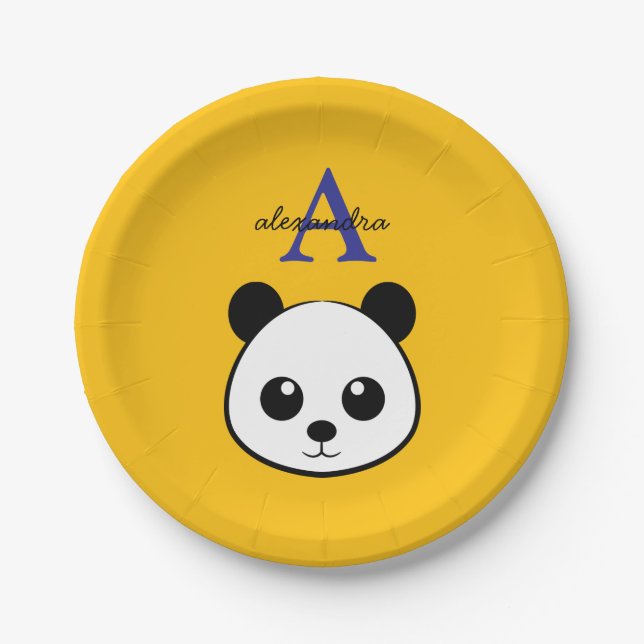 Pratos de Papel de Urso Panda Fofo – Personalizado (Frente)