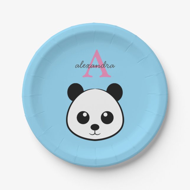 Pratos de Papel de Urso Panda Fofo – Personalizado (Frente)
