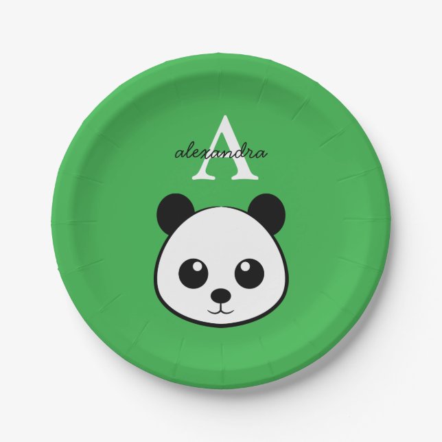 Pratos de Papel de Urso Panda Fofo – Personalizado (Frente)