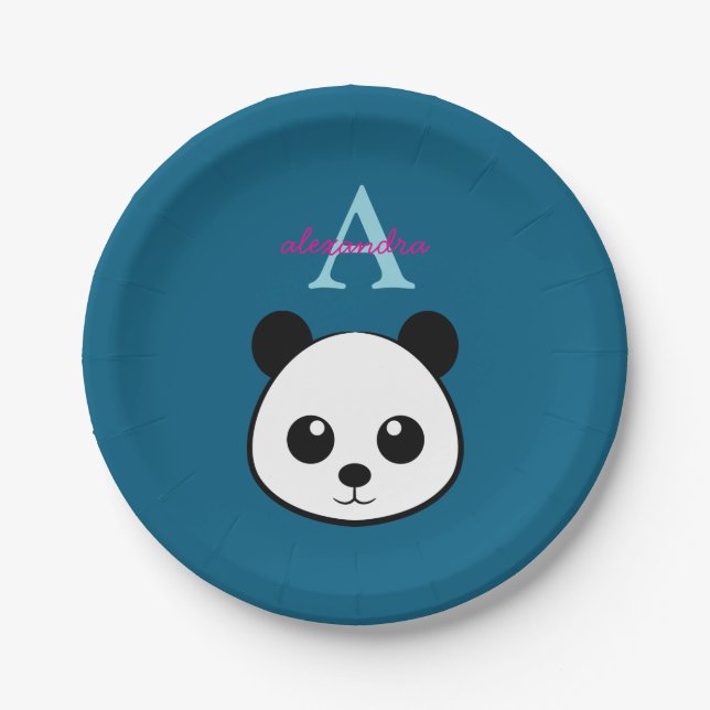 Pratos de Papel de Urso Panda Fofo – Personalizado (Frente)
