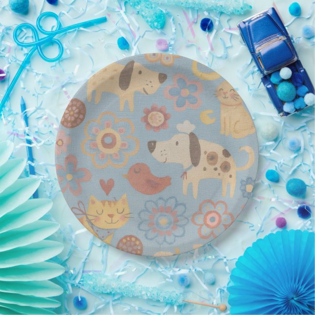 Pratos de Papel Designer Doggies - Suprimentos par (Festa)