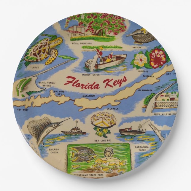 Pratos de Papel Divertidos das Florida Keys (Frente)