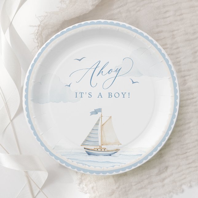 Pratos de Papel É um Menino - Ahoy Churrasco de Be (Criador carregado)