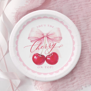 Pratos de Papel Elegantes com Cereja no Topo para 