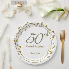 Pratos de papel elegantes de aniversário dourados