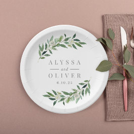 Pratos de Papel Elegantes para Casamento com Verdu