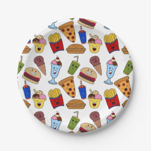 Pratos de papel engraçados de fast food