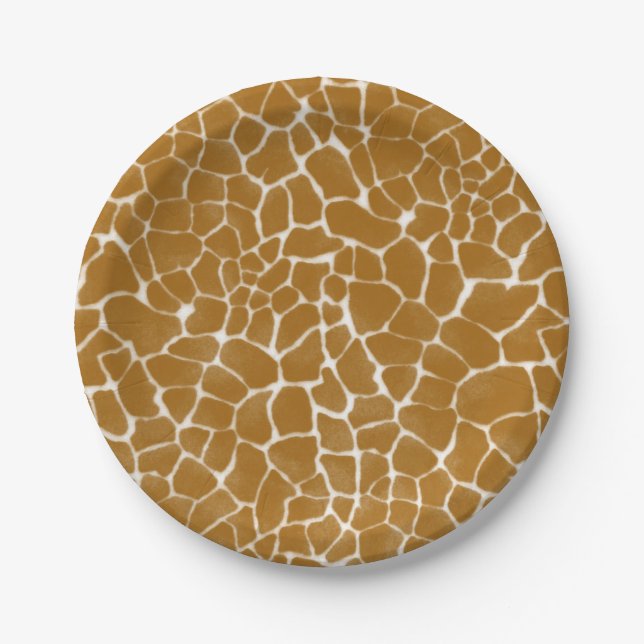 Pratos de Papel Estampa de Girafa Safari (Frente)