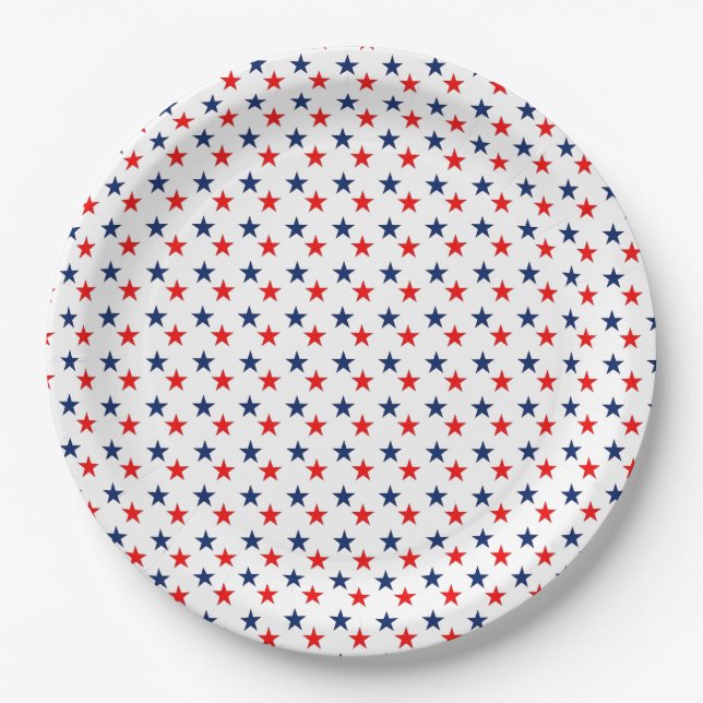 Pratos de Papel Estrelas Patrióticas 4 de Julho ☆★ (Frente)