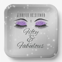 Pratos de papel Fabulosos 50 Preto Roxo Glam Eyes