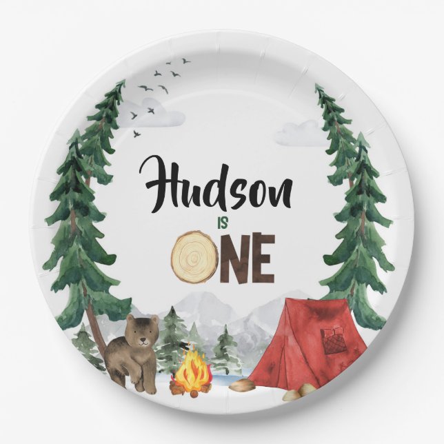 Pratos de Papel Feliz Acampante (Frente)