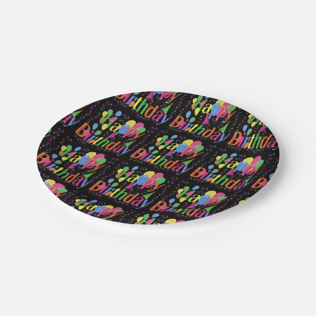 Pratos de Papel Feliz Aniversário (Inclinado)