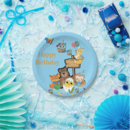 Pratos de Papel Feliz Aniversário Raposa Urso de P