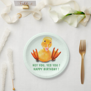 Pratos de Papel Feliz Pato Divertido Aniversário p