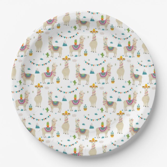 Pratos de Papel - Festa no Jardim de Lhamas (Frente)