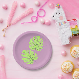 Pratos de Papel Folhas Verdes