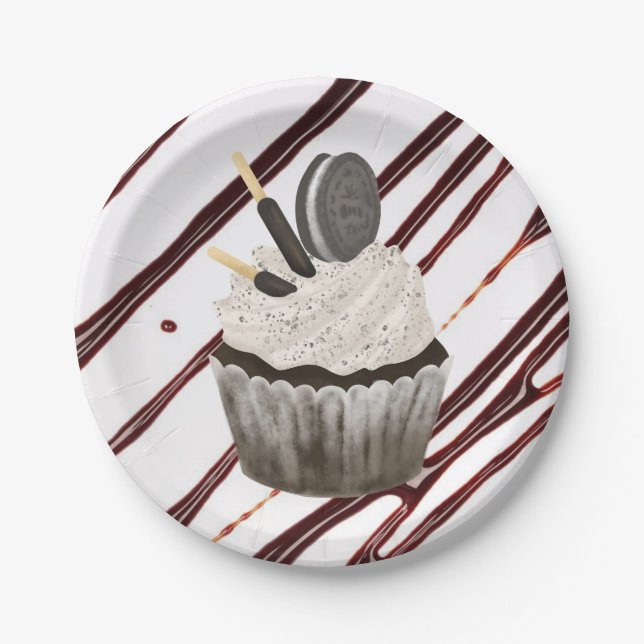 Pratos de Papel, Fudge de Cupcake de Chocolate  (Frente)
