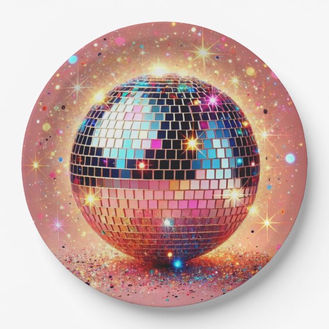 Pratos de papel glitter disco! (Frente)