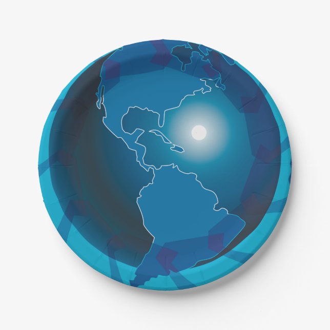 Pratos de Papel Globo Azul (Frente)