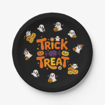 Pratos de Papel Halloween 'Trick or Treat'