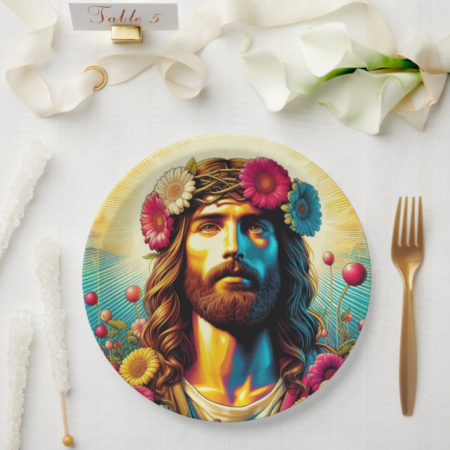 Pratos de papel Jesus colorido! (Casamento)