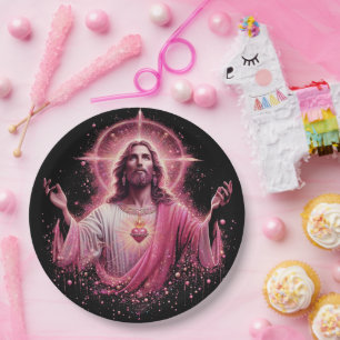 Pratos de papel Jesus rosa!