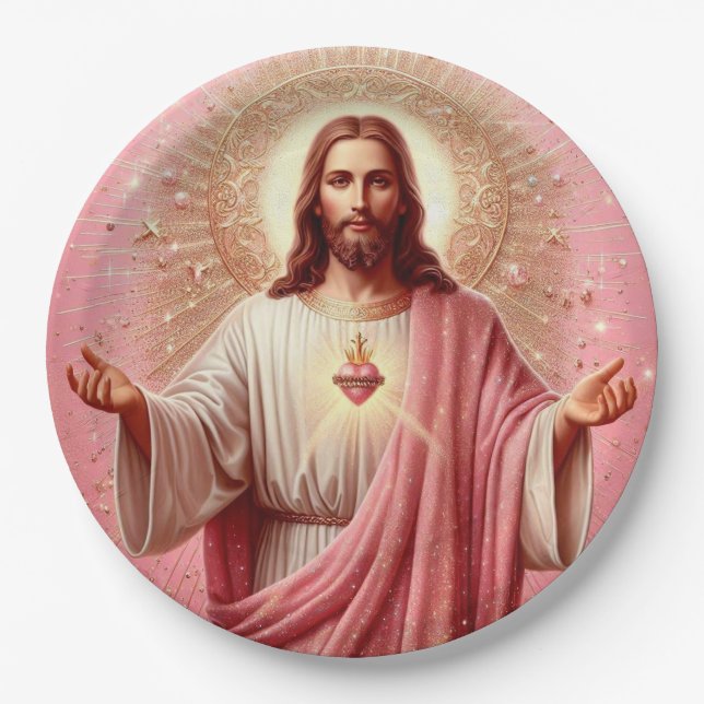 Pratos de papel Jesus Rosa! (Frente)