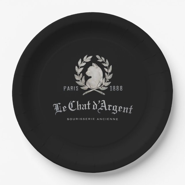Pratos de Papel Le Chat d'Argent | Preto Vintage (Frente)