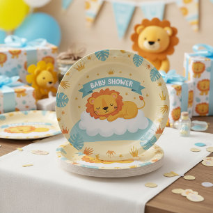 Pratos de Papel Leão para Chá de Bebê – Fofa Selva