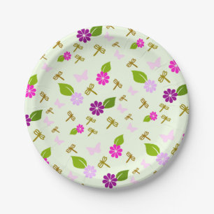 Pratos de Papel Libélula Jardim de Flores Louças