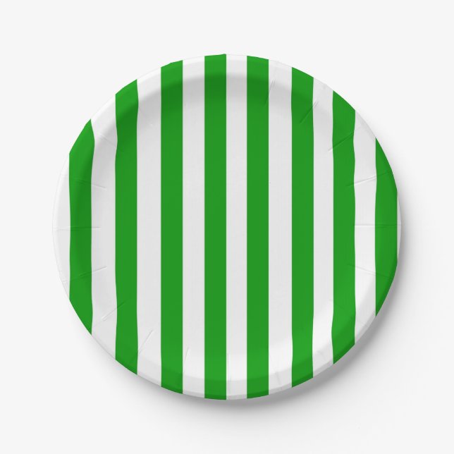 Pratos de Papel, Listra Verde e Branco  (Frente)