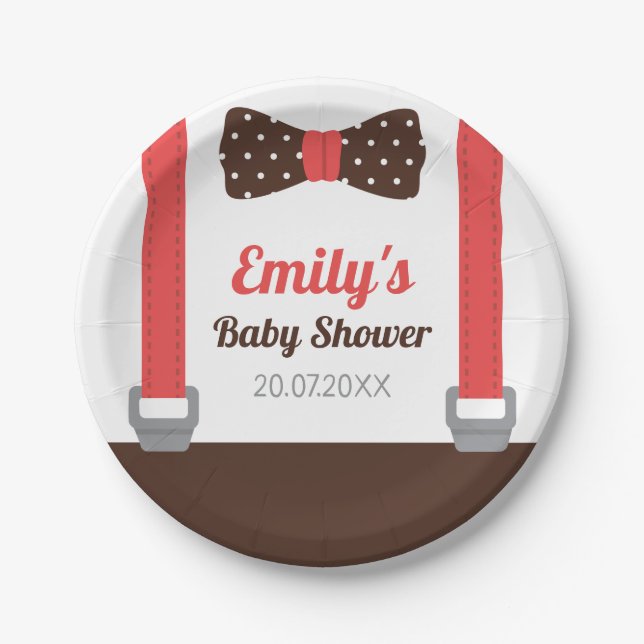Pratos de Papel Little Man Bowtie Baby Boy Shower (Frente)
