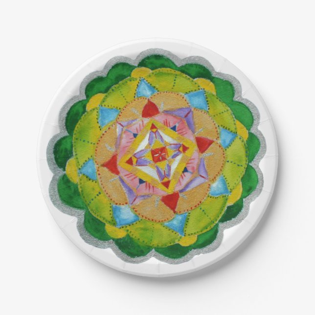 Pratos de Papel Mandala 18 cm (Frente)
