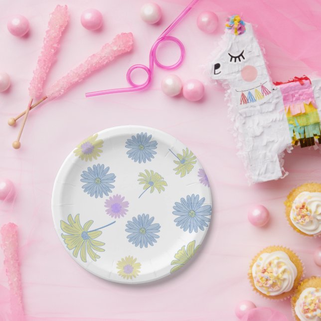 Pratos de Papel Margaridas Delicadas (Festa)