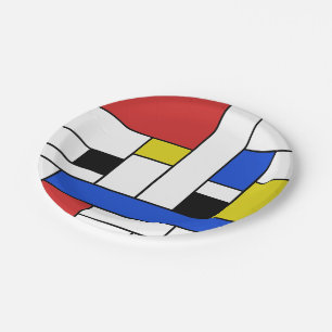 Pratos de Papel Mondrian Linhas 18 cm