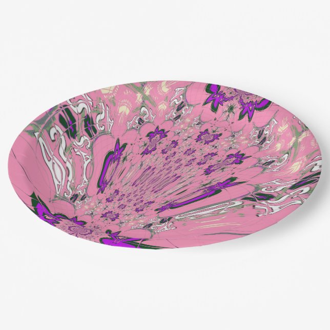 Pratos de Papel Monograma Rosa Roxo Bebê Lindos (Inclinado)