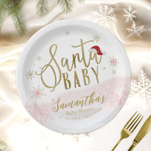 Pratos de Papel Natal Menina Bebê Santa Baby