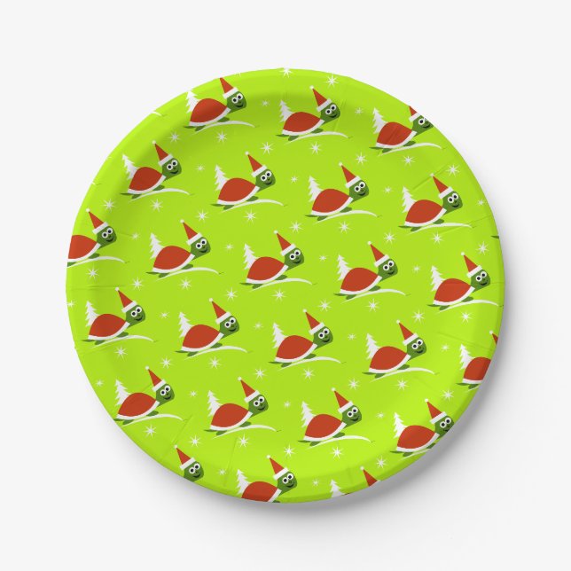 Pratos de Papel Natal Tartaruga Santa (Frente)