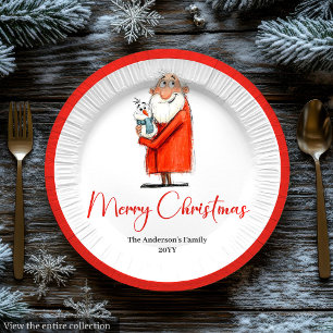 Pratos de Papel Natalinos do Papai Noel Engraçado