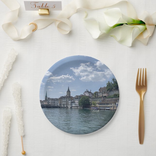 Pratos de Papel Panorâmicos Zurique Suíça (Casamento)
