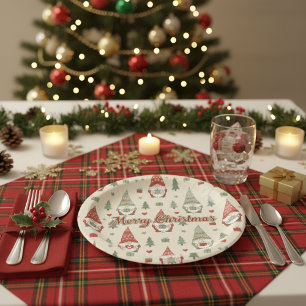 Pratos de Papel Papai Noel Escandinavo Feliz Natal