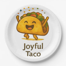Pratos de papel para aniversário Cute Taco Fiesta 