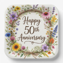 Pratos de Papel para Aniversário de 50 Anos, Bodas