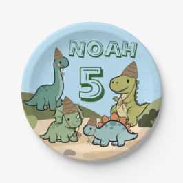 Pratos de papel para aniversário de dinossauro fof