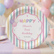 Pratos de papel para aniversário de menina com lis