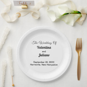 Pratos de papel para casamento preto e branco