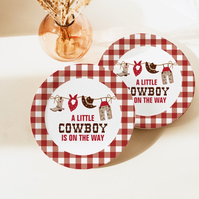 Pratos de papel para chá de bebê cowboy western Ro (Criador carregado)