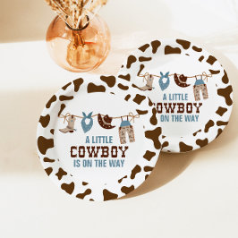 Pratos de papel para chá de bebê cowboy western Ro